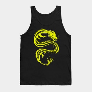 traditional chinese dragon in neon yellow, lime Tank Top